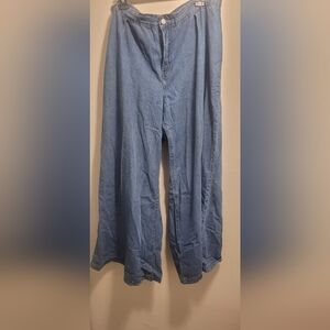 Wide Leg Blue Denim Jeans
